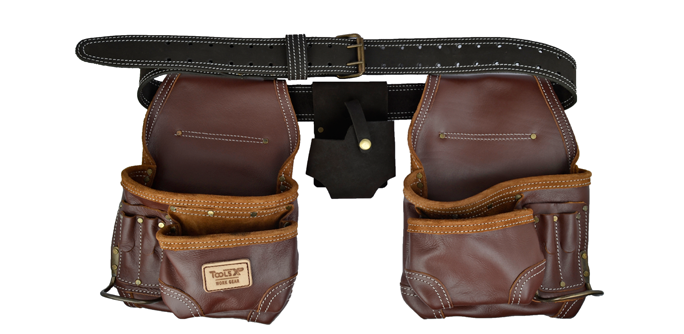 Full Grain Leather Double Tool Belt - 10 Pkts