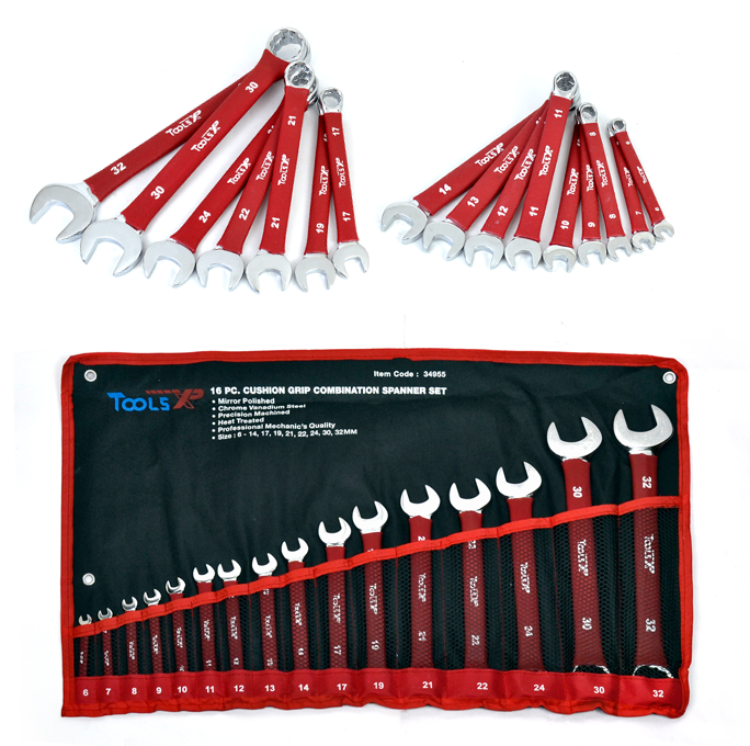 16 Pc Combination Wrench Set - Cushion Grip - CRV Steel
