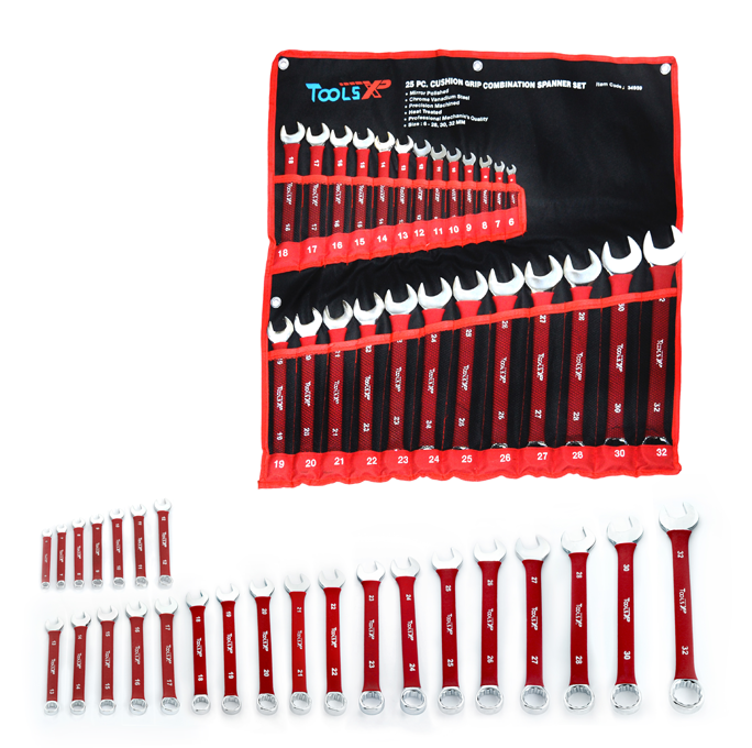 25 Pc Combination Wrench Set - Cushion Grip - CRV Steel