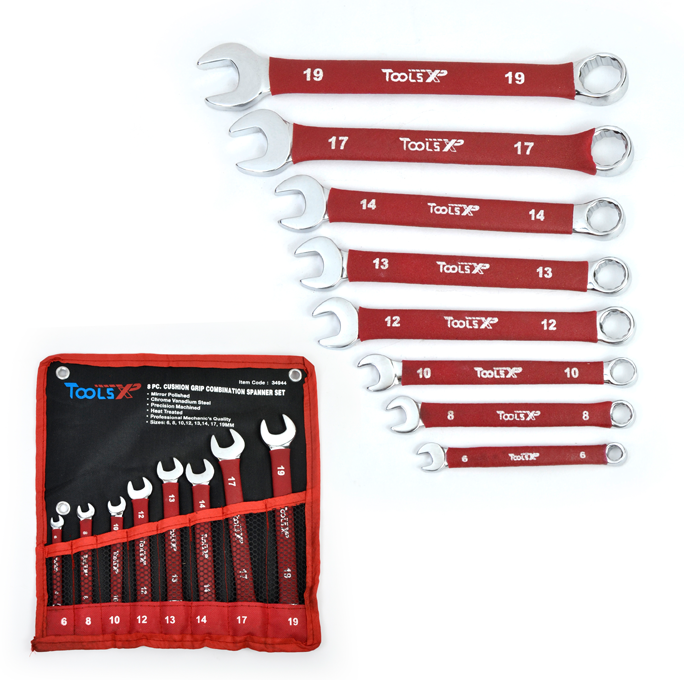 8 Pc Combination Wrench Set - Cushion Grip - CRV Steel